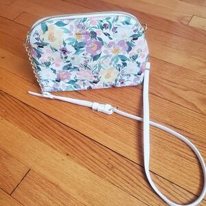 Nanette Lepore Floral Crossbody Bag White Multicolor Gold Chain Purse